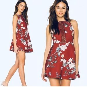 Keepsake The Label Women’s Do It Right Floral Mini Dress, Burnt Red Size Medium